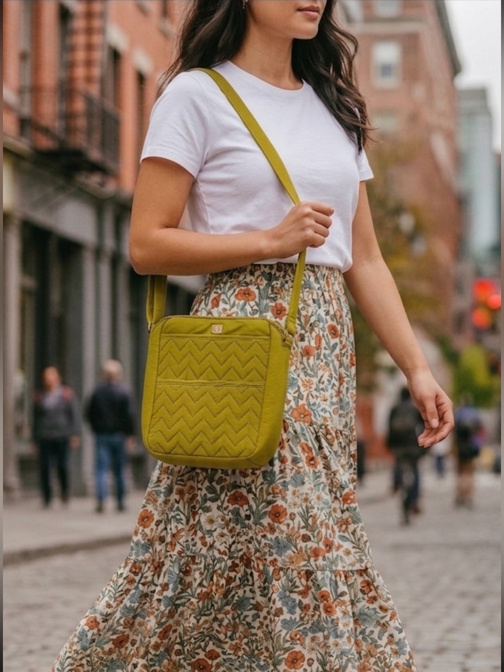 Lug Citrine Green Quilted Crossbody Bag